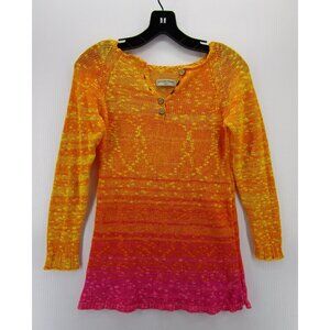 Georgina Estefania Sweater Small Yellow Linen Ombre Pullover Henley